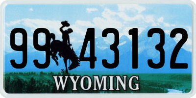 WY license plate 9943132