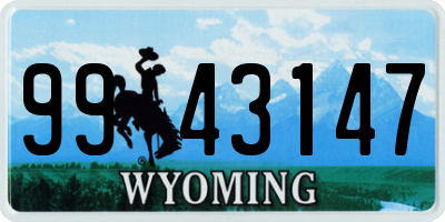WY license plate 9943147