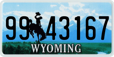 WY license plate 9943167