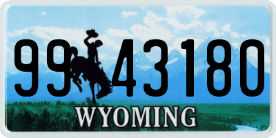 WY license plate 9943180