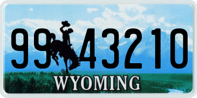 WY license plate 9943210
