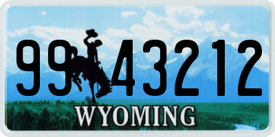 WY license plate 9943212