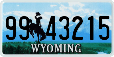 WY license plate 9943215