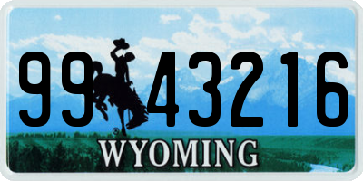 WY license plate 9943216