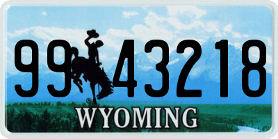 WY license plate 9943218