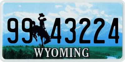 WY license plate 9943224