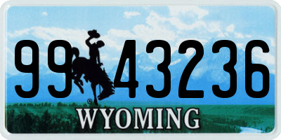 WY license plate 9943236