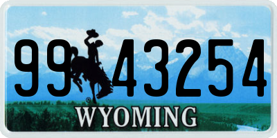 WY license plate 9943254