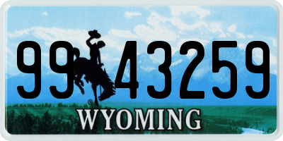 WY license plate 9943259