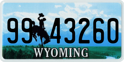 WY license plate 9943260
