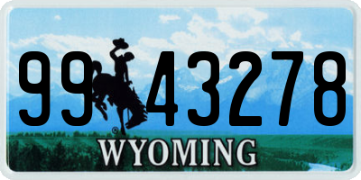 WY license plate 9943278
