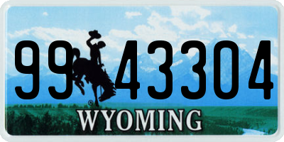 WY license plate 9943304