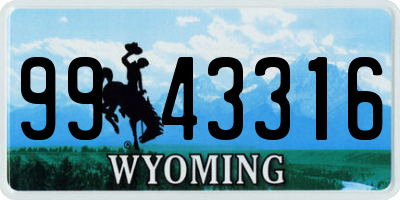 WY license plate 9943316