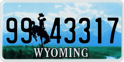 WY license plate 9943317