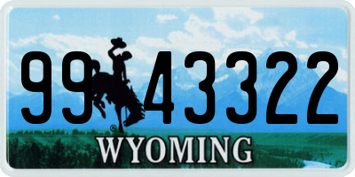 WY license plate 9943322