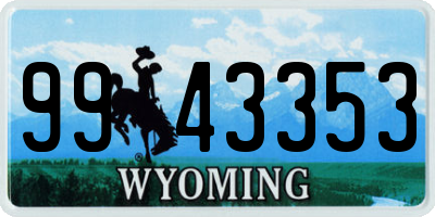 WY license plate 9943353