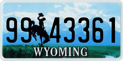 WY license plate 9943361