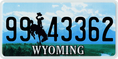 WY license plate 9943362