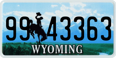 WY license plate 9943363