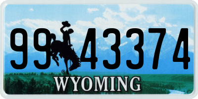 WY license plate 9943374