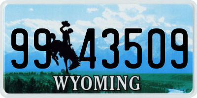 WY license plate 9943509
