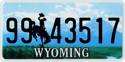 WY license plate 9943517
