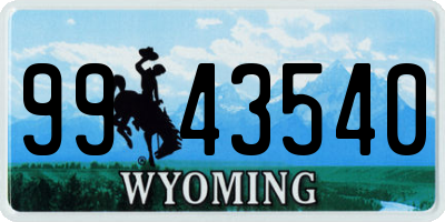 WY license plate 9943540