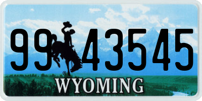 WY license plate 9943545