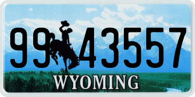 WY license plate 9943557