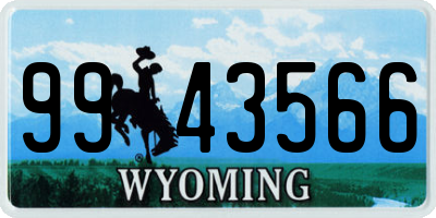WY license plate 9943566