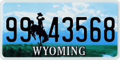 WY license plate 9943568