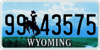 WY license plate 9943575