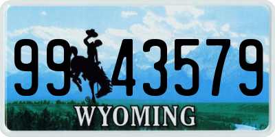 WY license plate 9943579
