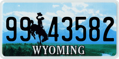 WY license plate 9943582