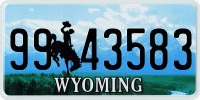 WY license plate 9943583