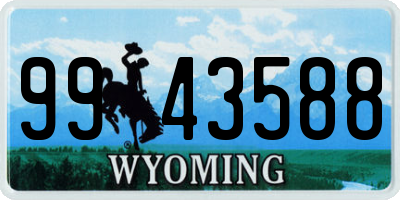 WY license plate 9943588