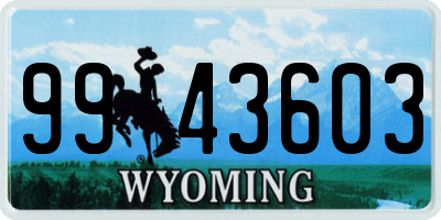 WY license plate 9943603