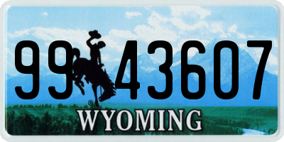 WY license plate 9943607