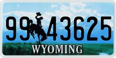 WY license plate 9943625