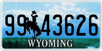 WY license plate 9943626