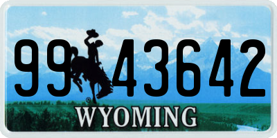 WY license plate 9943642