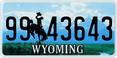 WY license plate 9943643