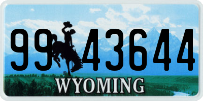 WY license plate 9943644