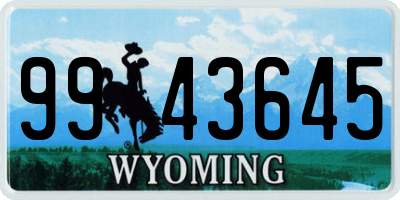 WY license plate 9943645