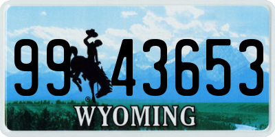 WY license plate 9943653