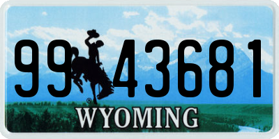 WY license plate 9943681