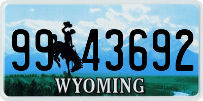 WY license plate 9943692