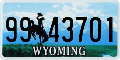WY license plate 9943701