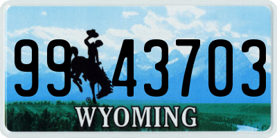 WY license plate 9943703