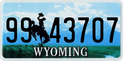 WY license plate 9943707